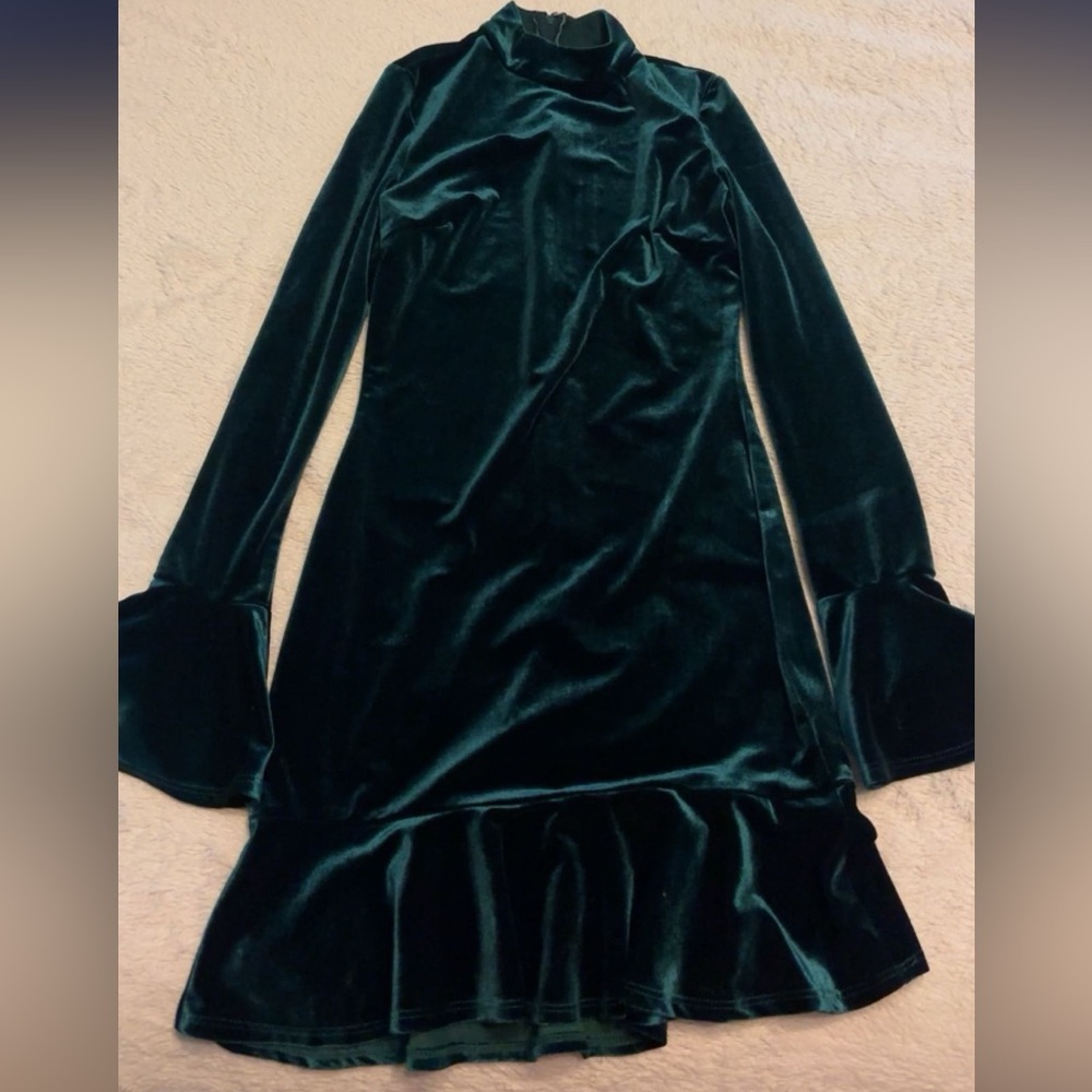 Green velvet dress